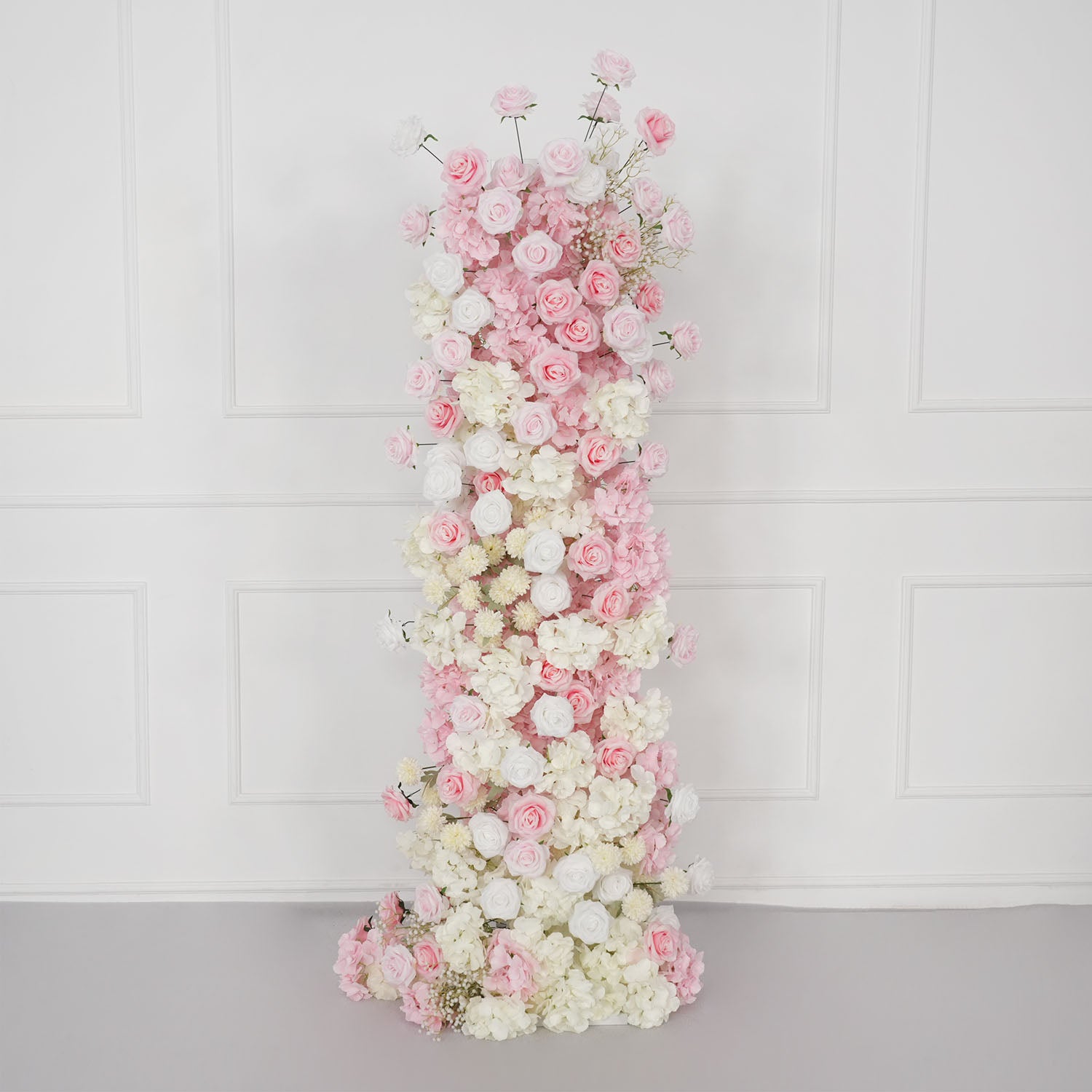 Uflower Artificial Pink White Wedding KT Backdrop Flower Row Decor